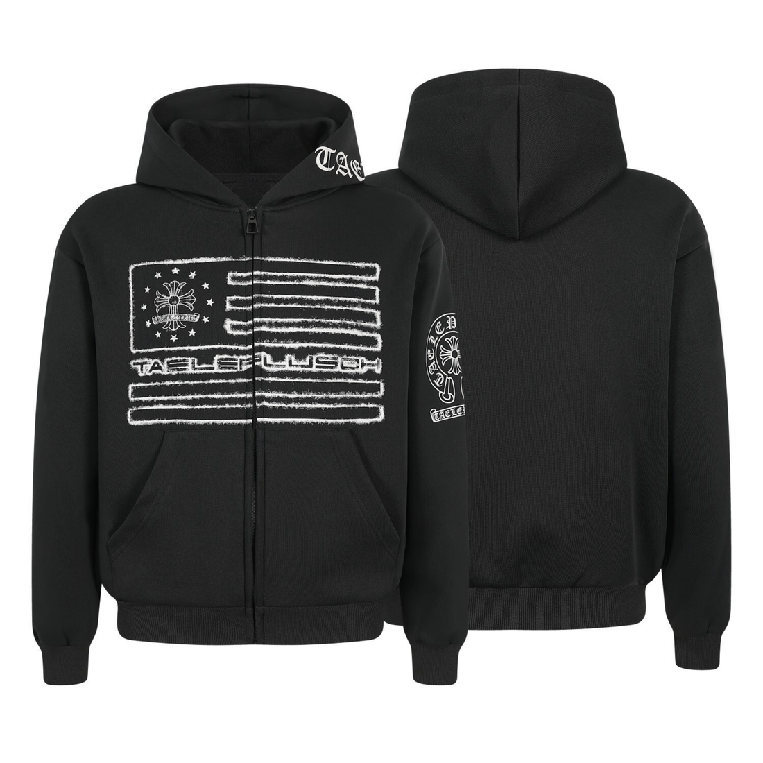 3-6-5.shop Vintage Flag Zip Hoodie