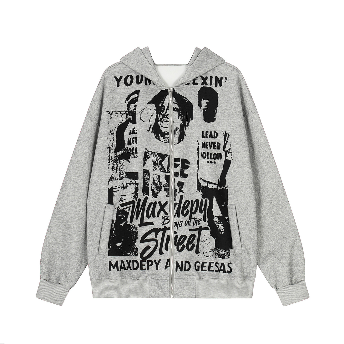 3-6-5.shop Street Manifesto Graphic Zip Hoodie