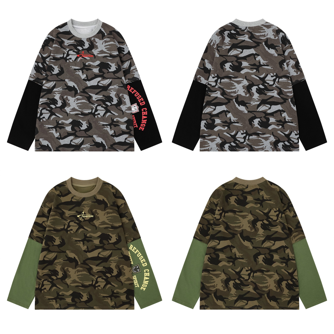 3-6-5.shop Layered Camo Long Sleeve Tee