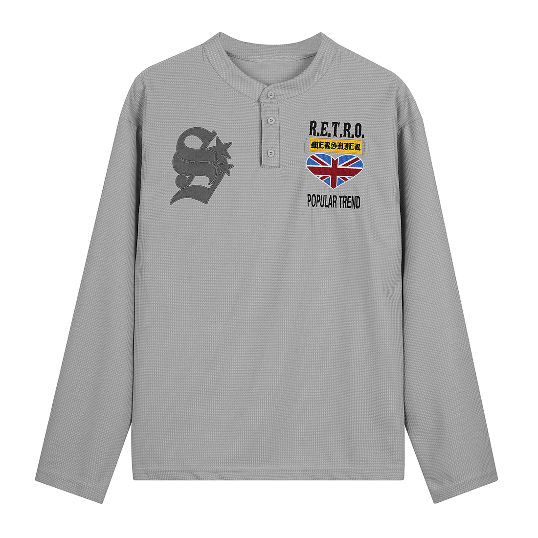 3-6-5.shop Retro Henley Long Sleeve Tee