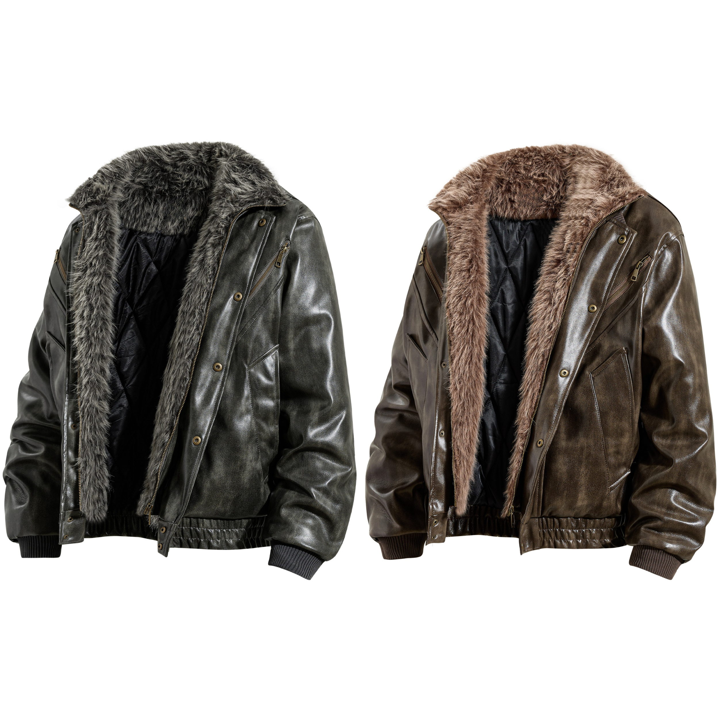 3-6-5.shop Faux Leather Bomber Jacket