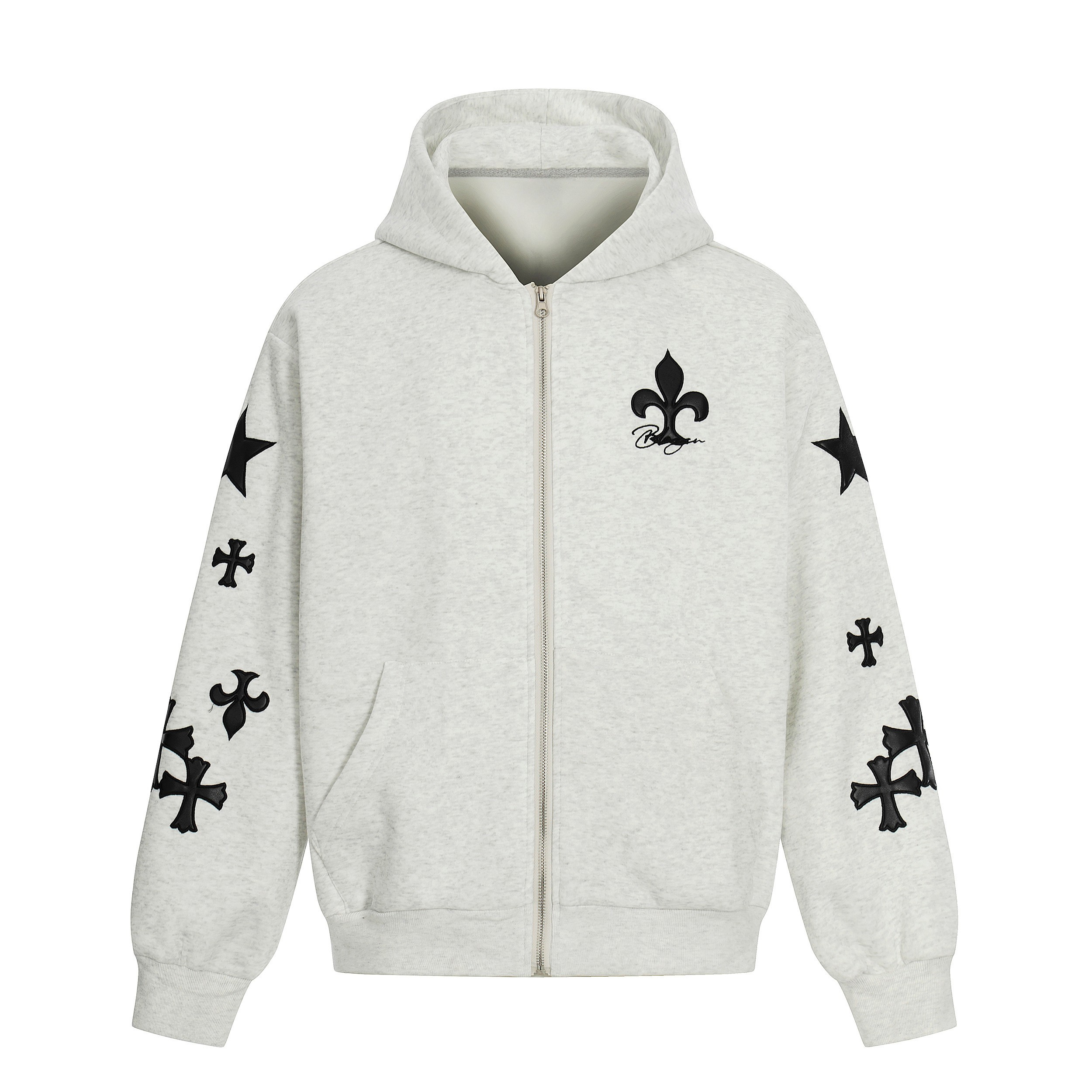 3-6-5.shop Cross Emblem Zip Hoodie