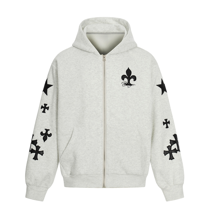3-6-5.shop Cross Emblem Zip Hoodie