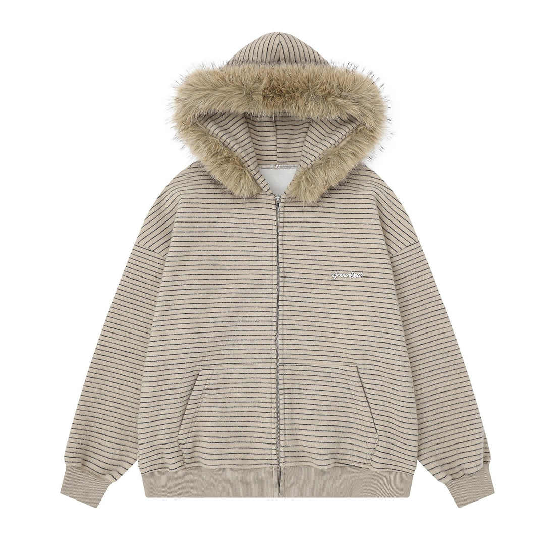 3-6-5.shop Striped Knit Zip Hoodie