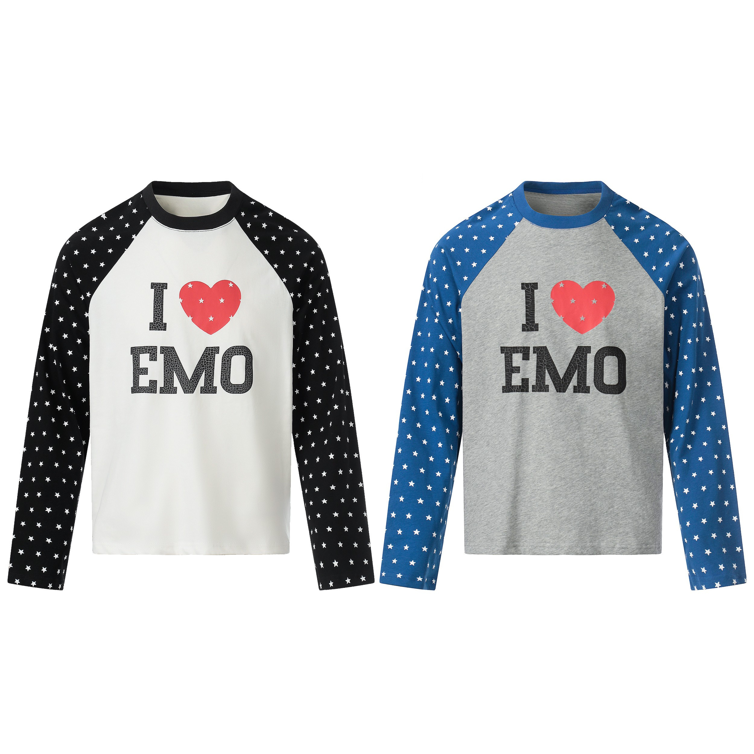 3-6-5.shop “I ♥ EMO” Raglan Long Sleeve Tee