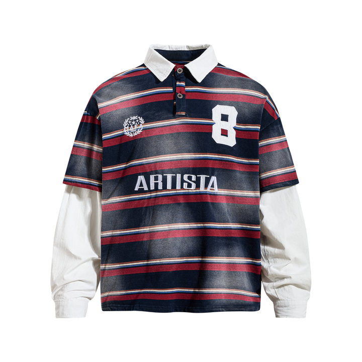 3-6-5.shop Layered Stripe Polo Long-Sleeve