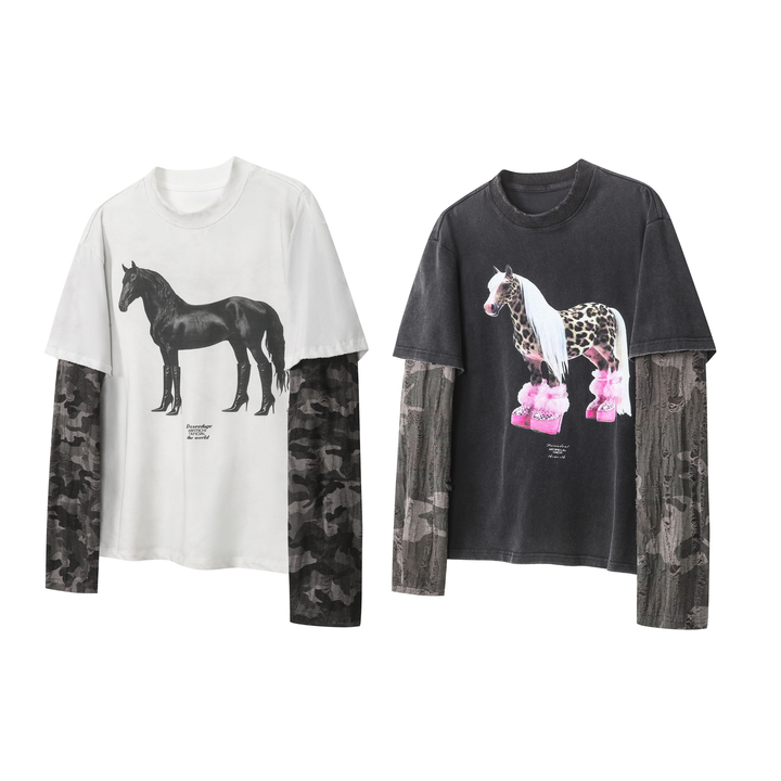 3-6-5.shop Layered Horse Graphic Tee