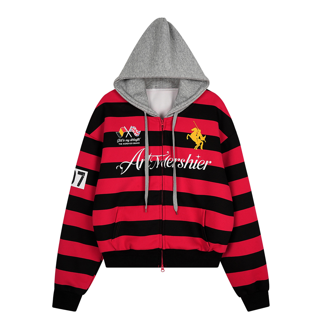 3-6-5.shop Striped Zip Hoodie