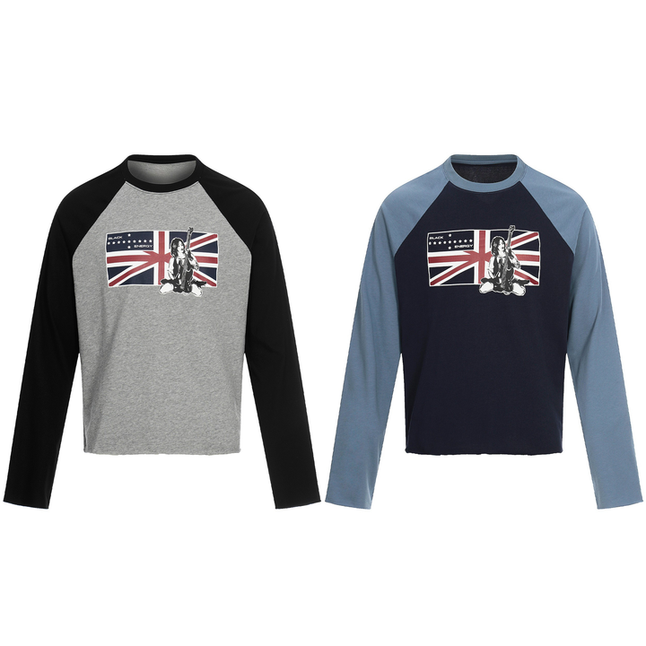3-6-5.shop Union Flag Graphic Raglan Long Sleeve Tee