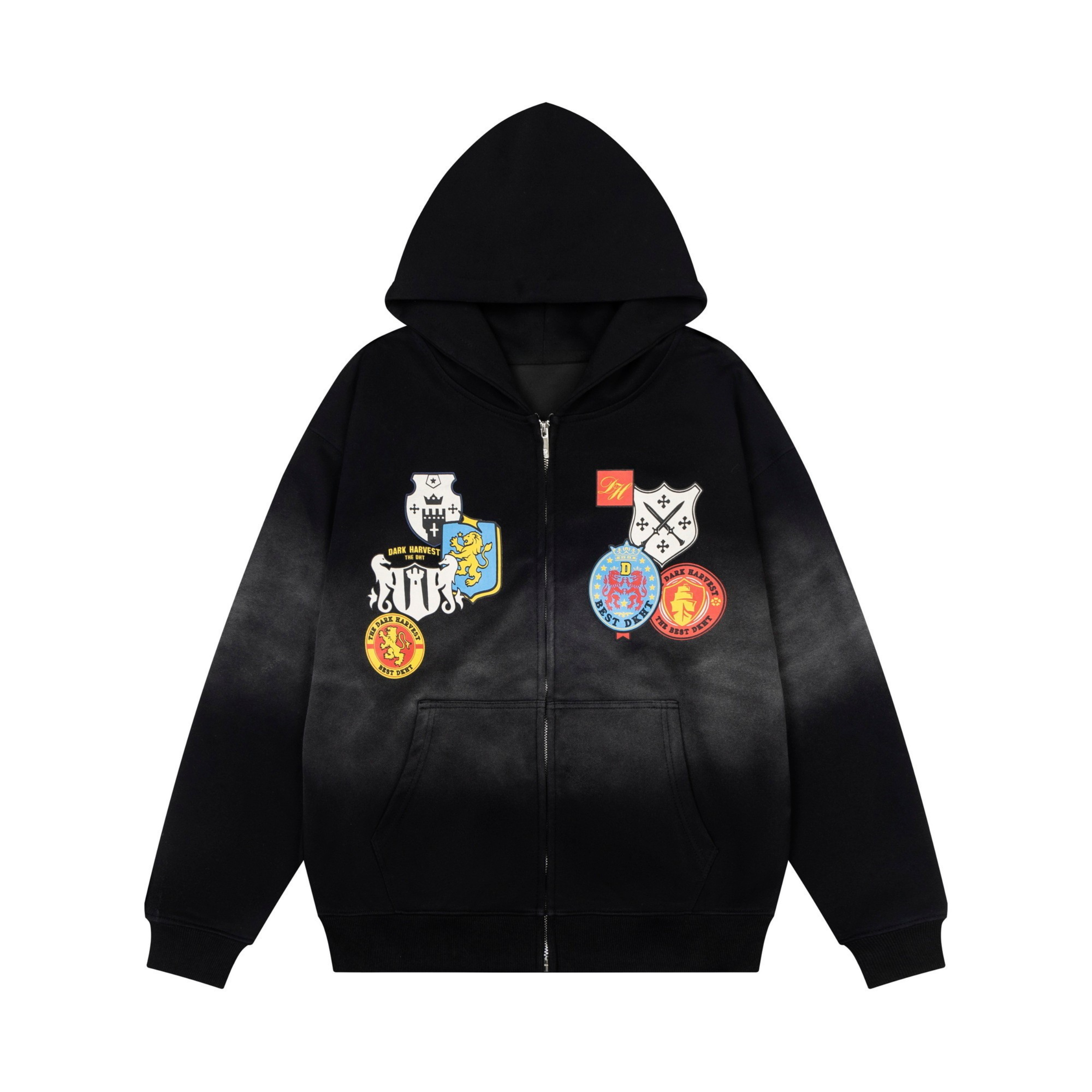 3-6-5.shop Crest Patch Zip-Up Hoodie