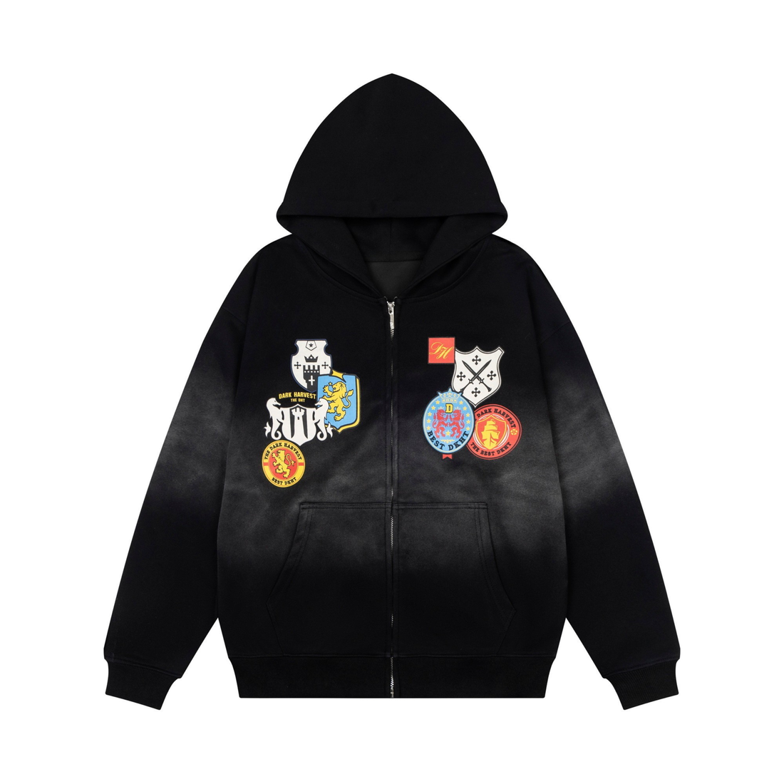 3-6-5.shop Crest Patch Zip-Up Hoodie