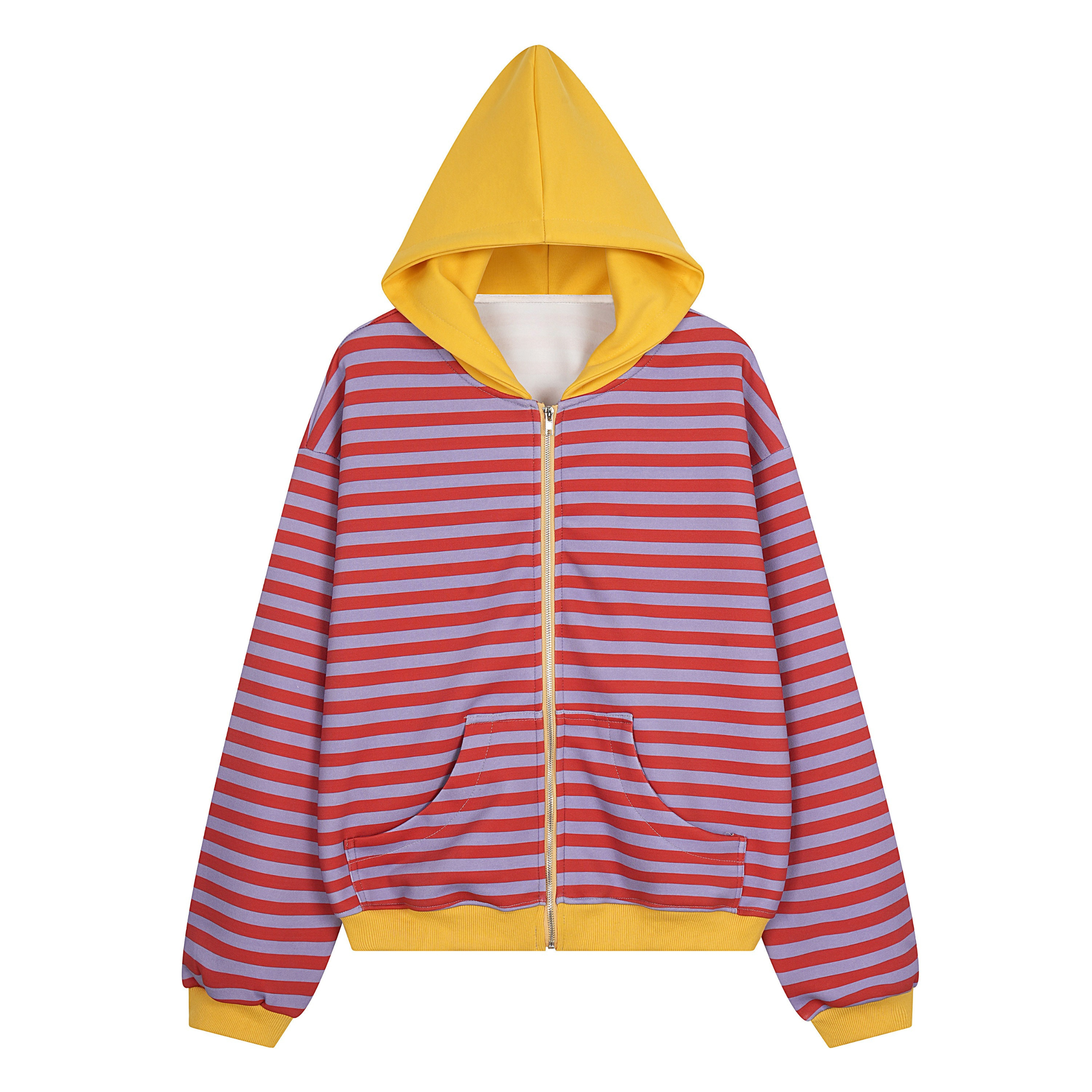 3-6-5.shop Striped Zip-Up Hoodie