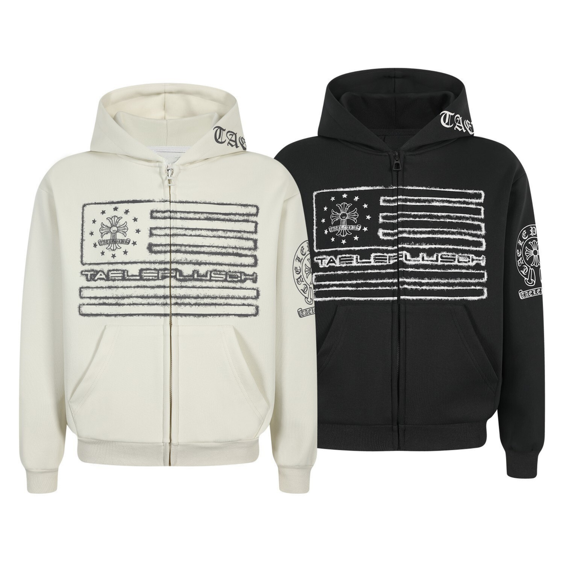 3-6-5.shop Vintage Flag Zip Hoodie