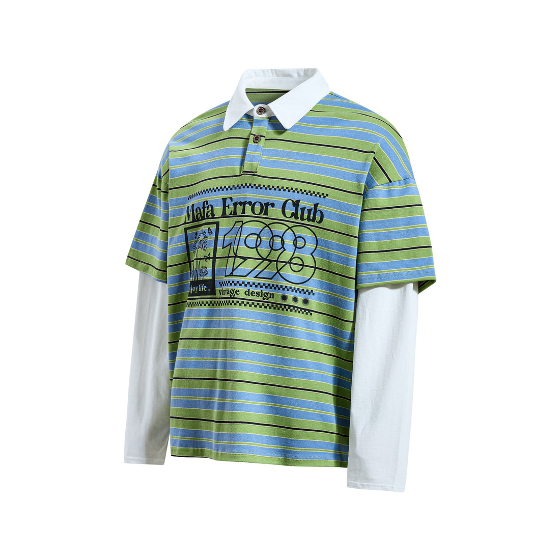3-6-5.shop Striped Graphic Layered Polo