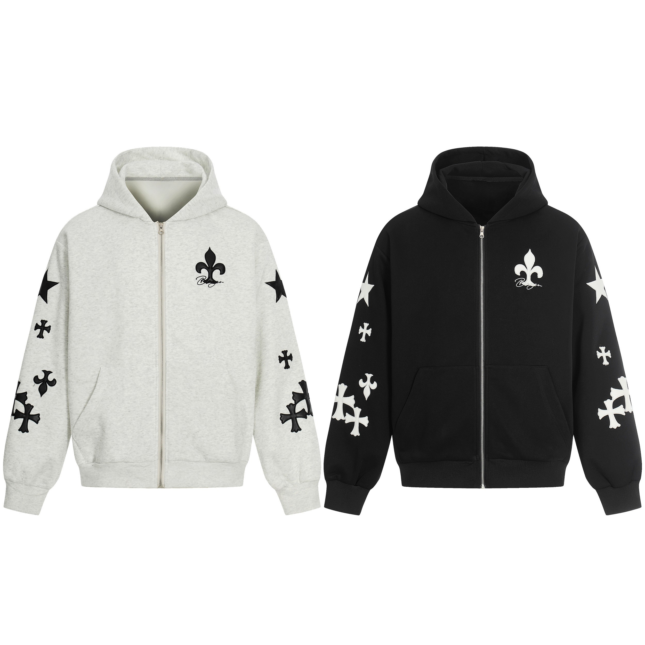 3-6-5.shop Cross Emblem Zip Hoodie
