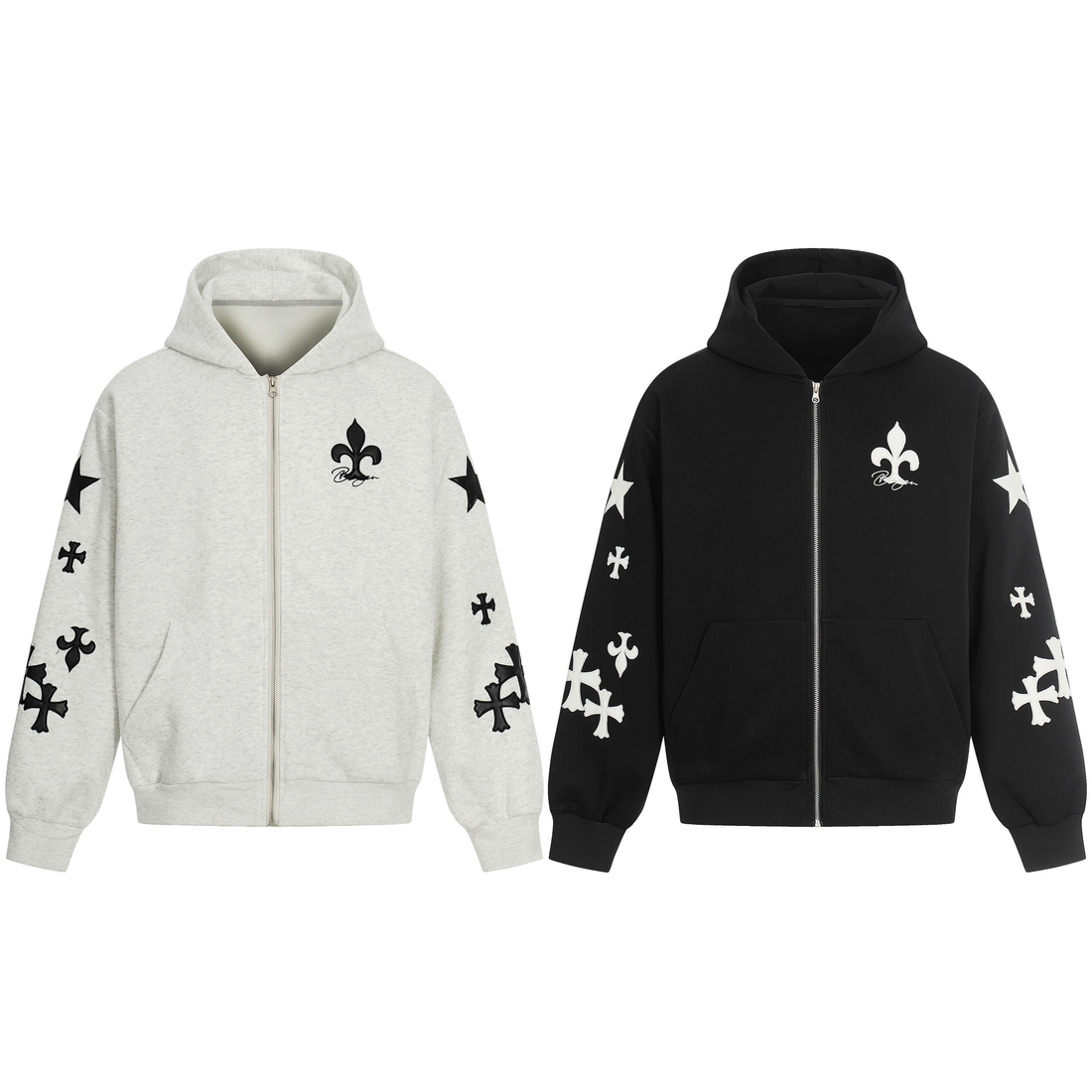 3-6-5.shop Cross Emblem Zip Hoodie
