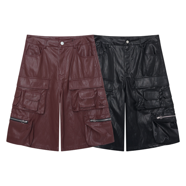 3-6-5.shop Leather Utility Cargo Shorts