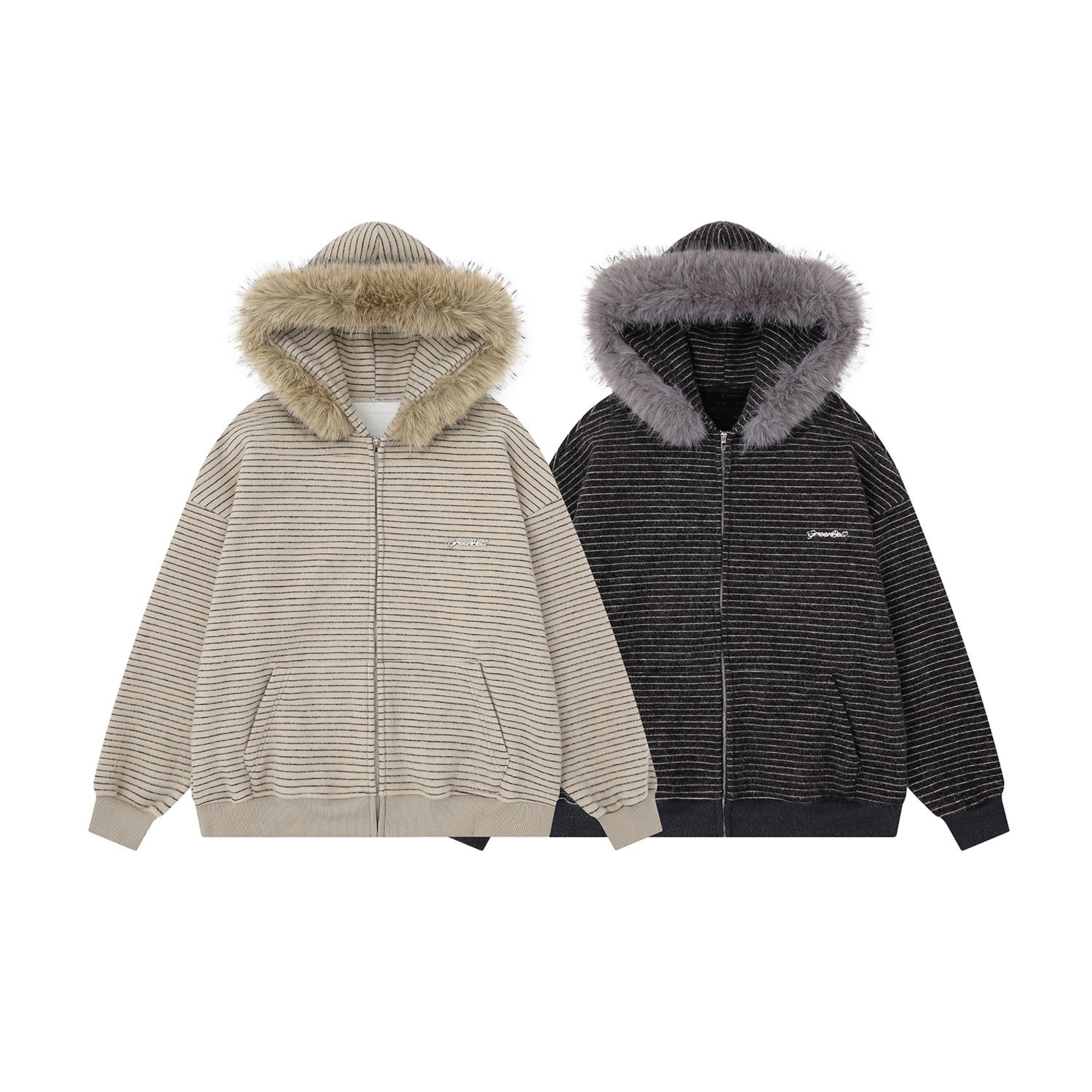 3-6-5.shop Striped Knit Zip Hoodie