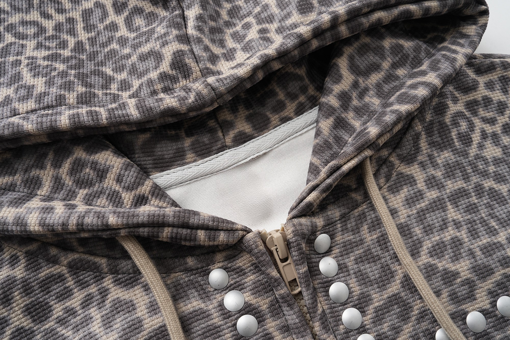 3-6-5.shop Studded Cross Cropped Zip Hoodie