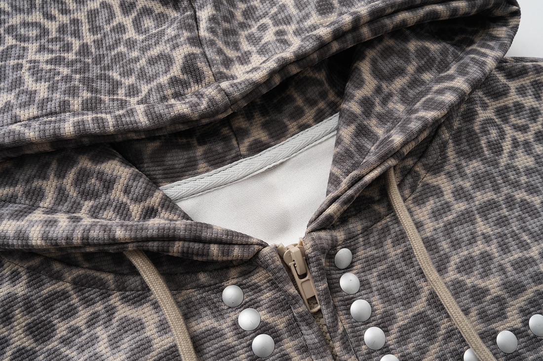 3-6-5.shop Studded Cross Cropped Zip Hoodie