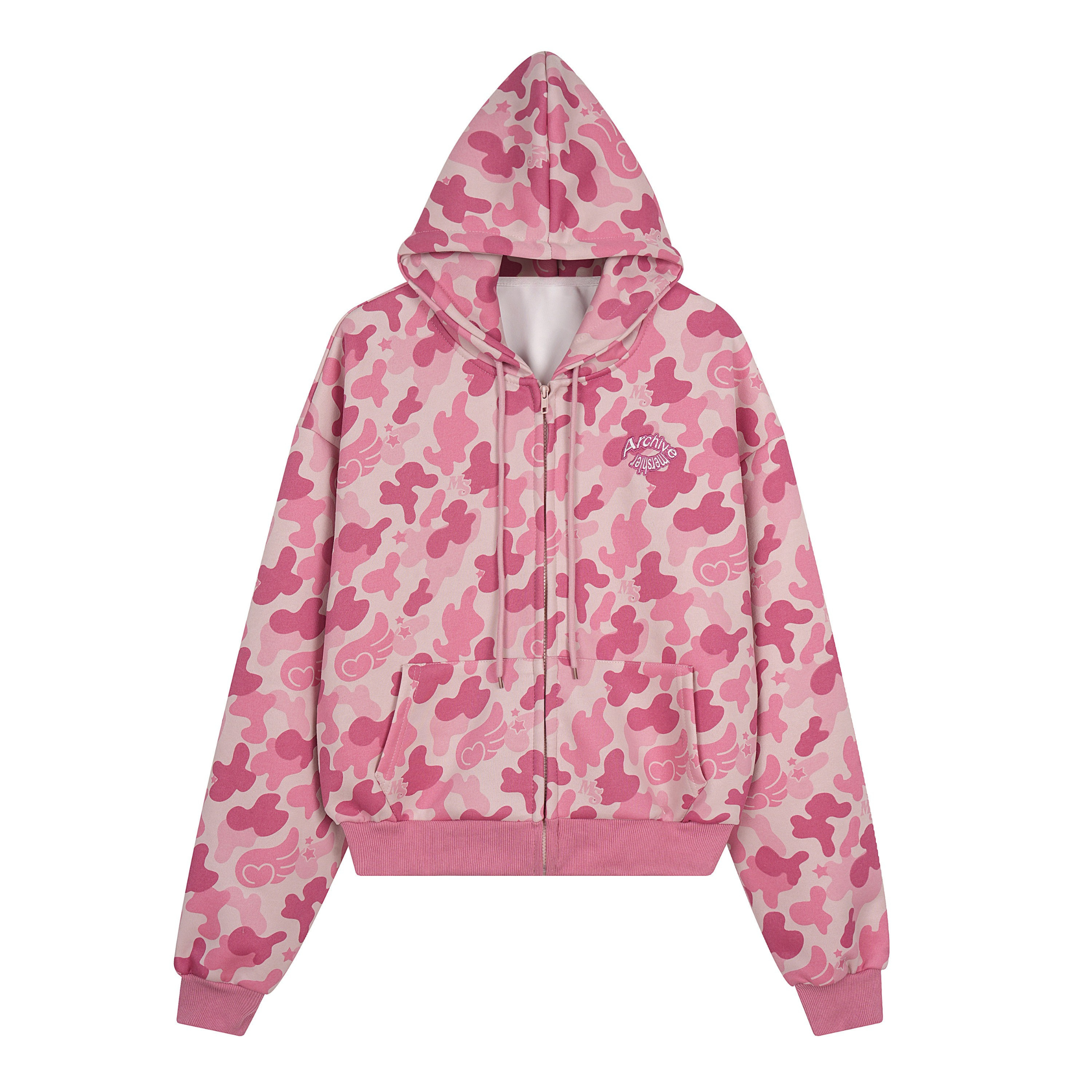 3-6-5.shop Camo Graphic Zip-Up Hoodie
