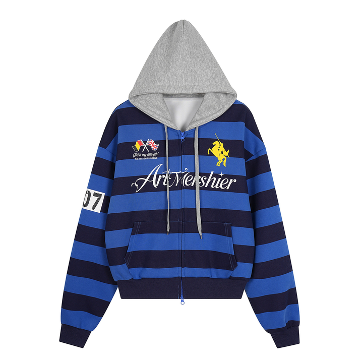 3-6-5.shop Striped Zip Hoodie