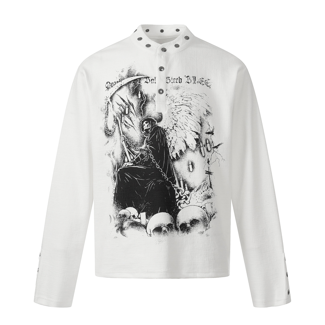 3-6-5.shop Graphic Long Sleeve Henley Shirt