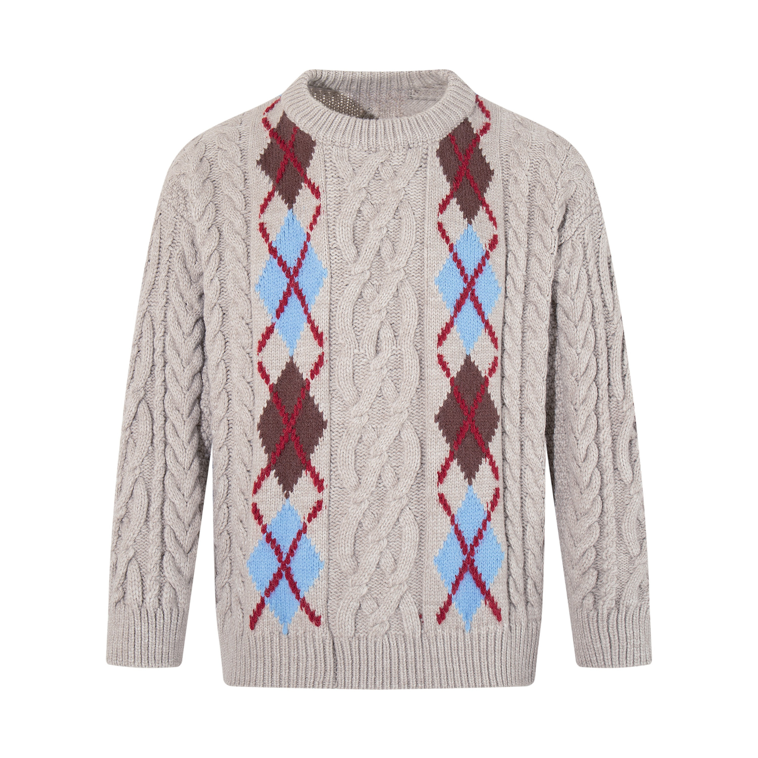 3-6-5.shop Argyle Cable Knit Sweater