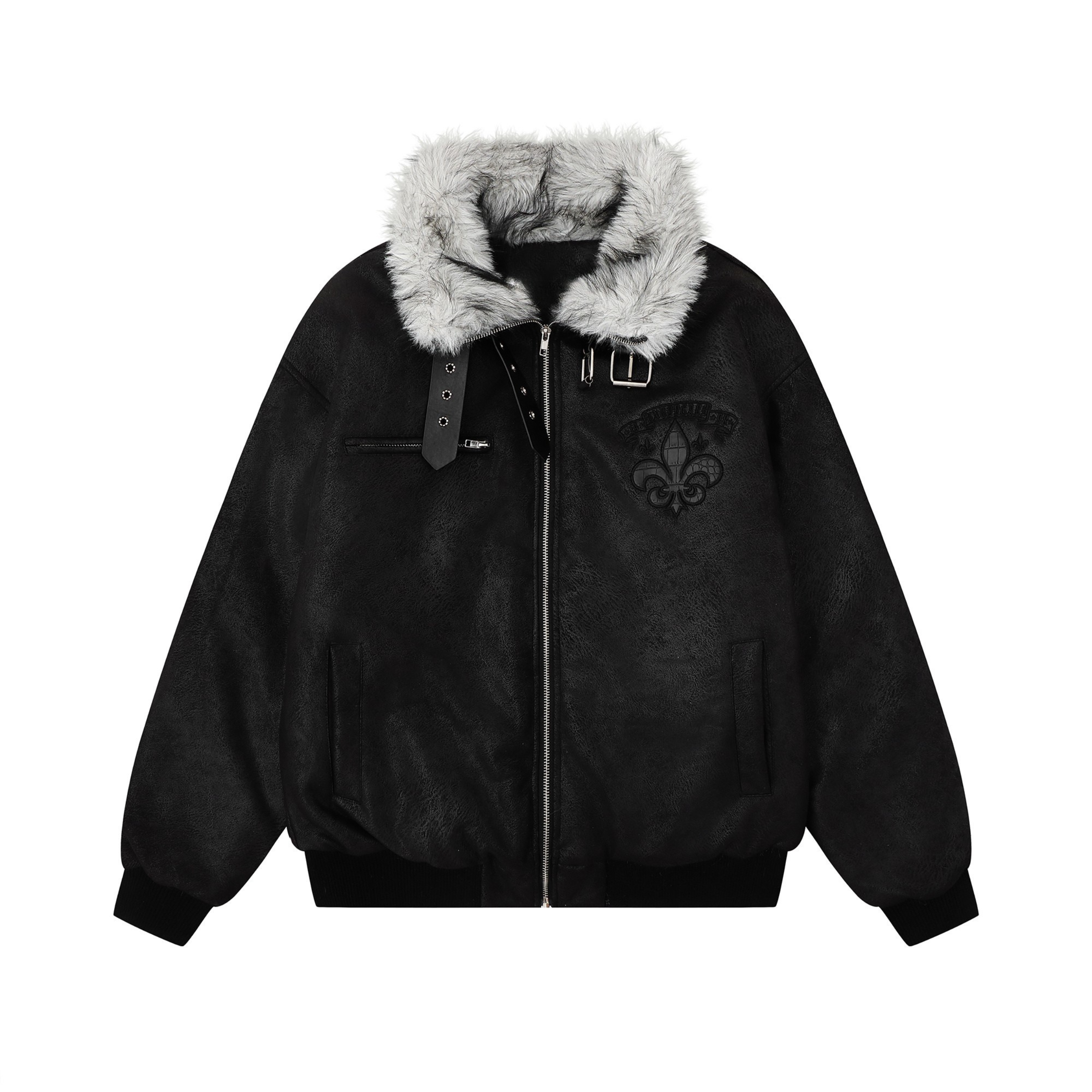 3-6-5.shop Fur-Collar Buckle Jacket