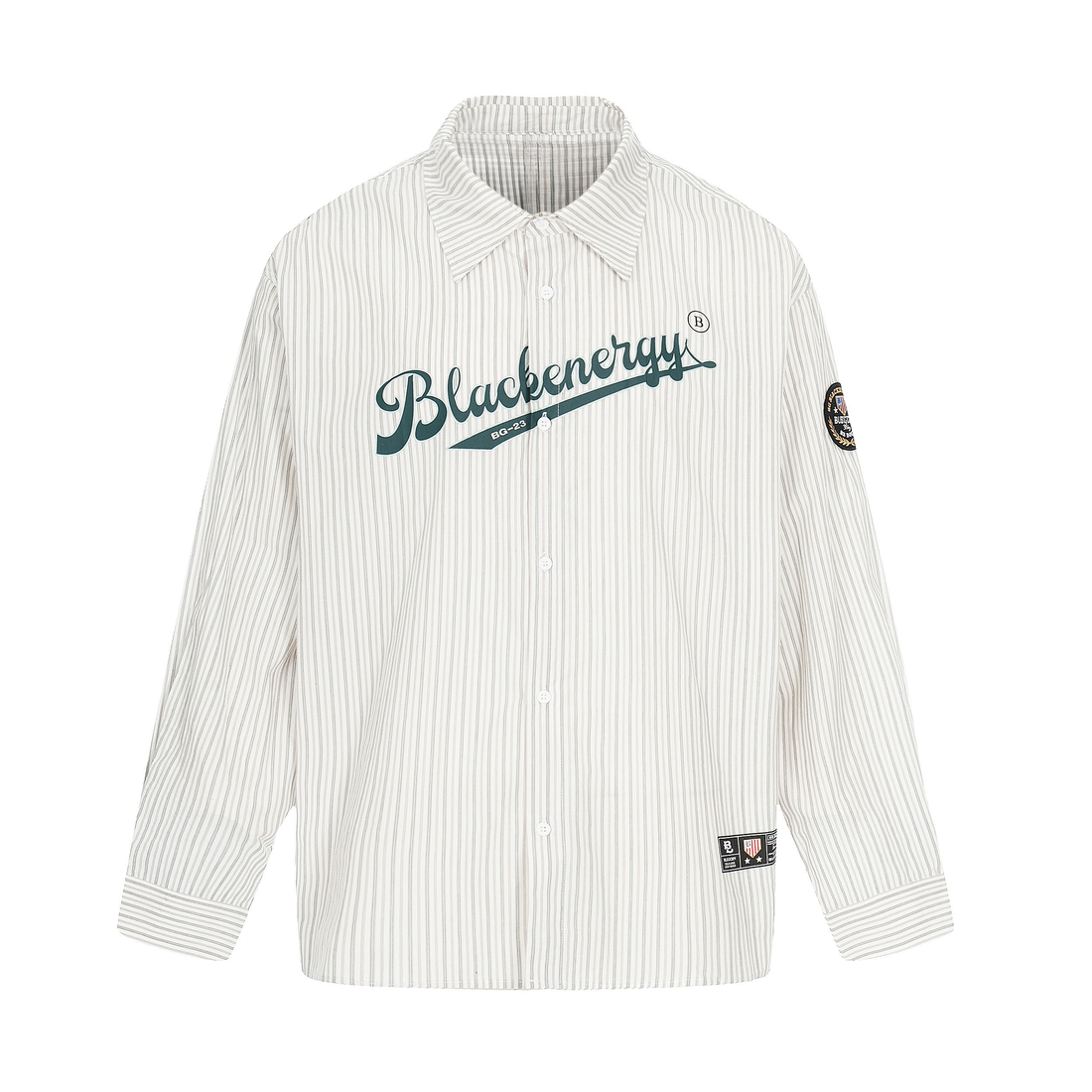 3-6-5.shop Striped Logo Button-Up Shirt