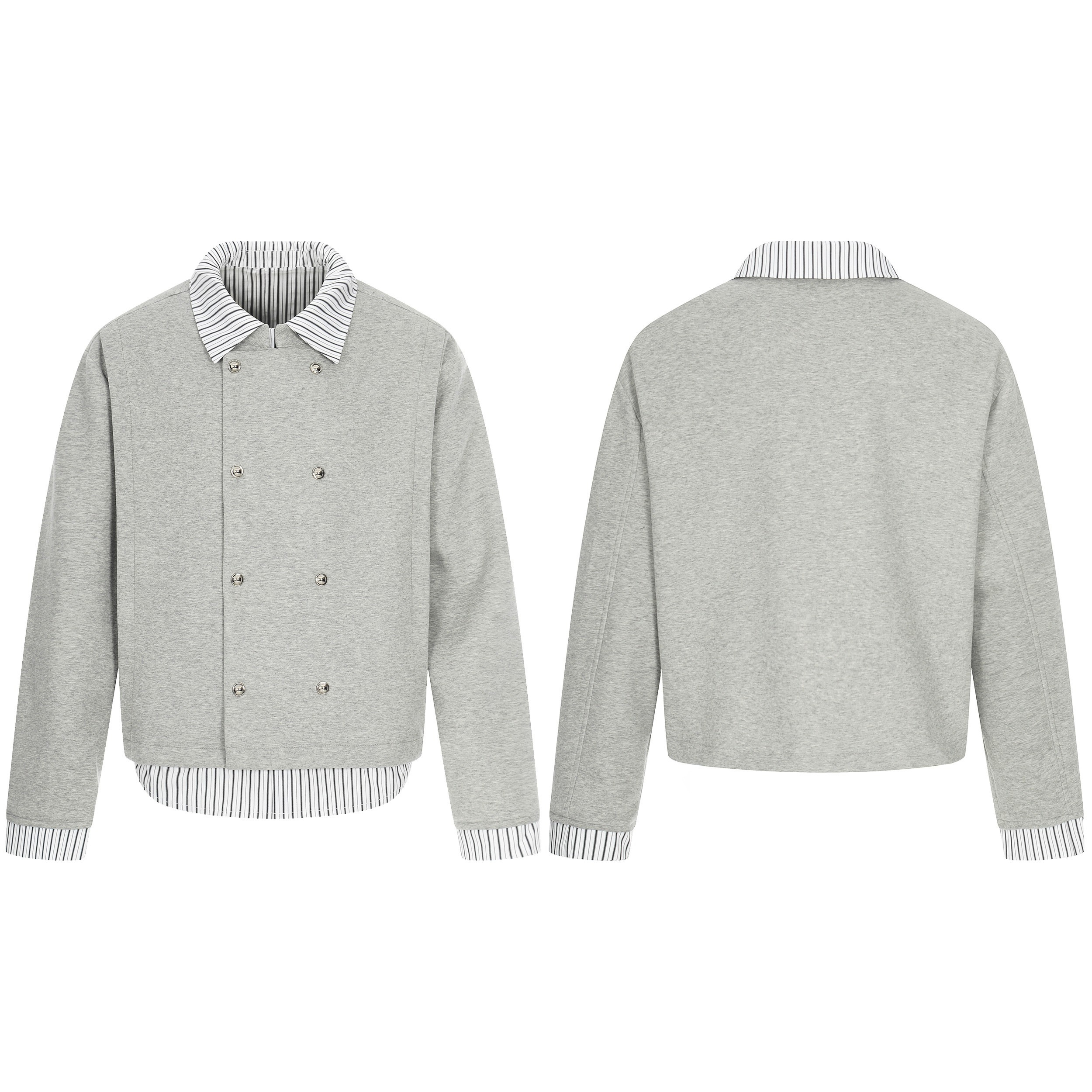 3-6-5.shop Double-Breasted Layered Stripe Jacket