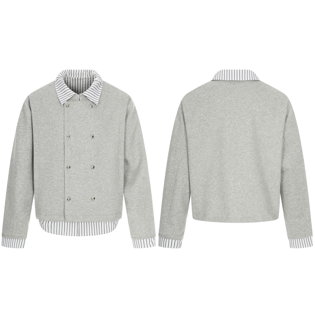 3-6-5.shop Double-Breasted Layered Stripe Jacket