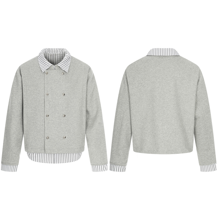3-6-5.shop Double-Breasted Layered Stripe Jacket