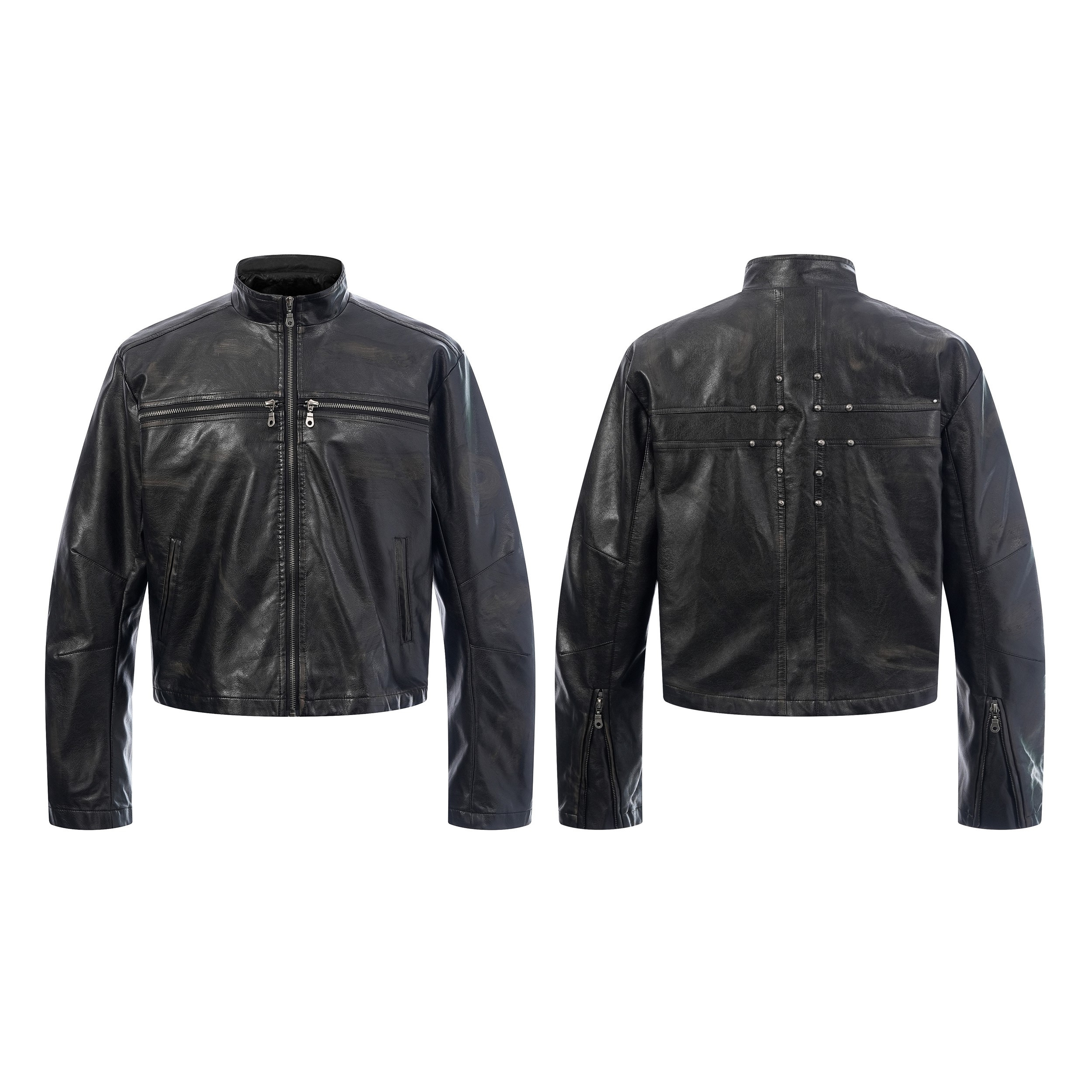 3-6-5.shop PU Leather Zip Jacket