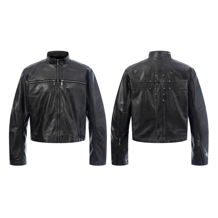 3-6-5.shop PU Leather Zip Jacket