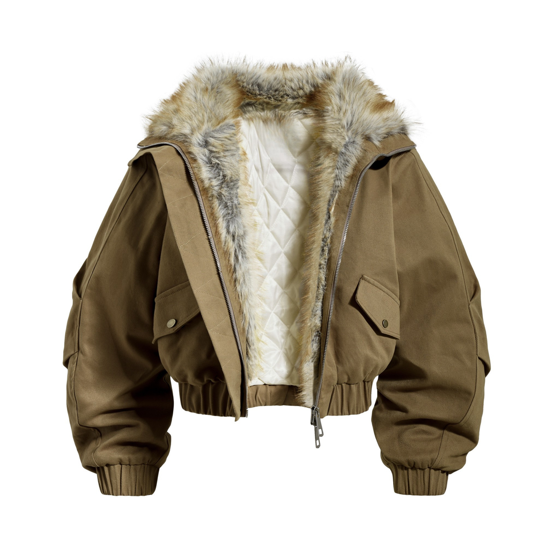 3-6-5.shop Fur-Lined High-Neck Cotton Jacket