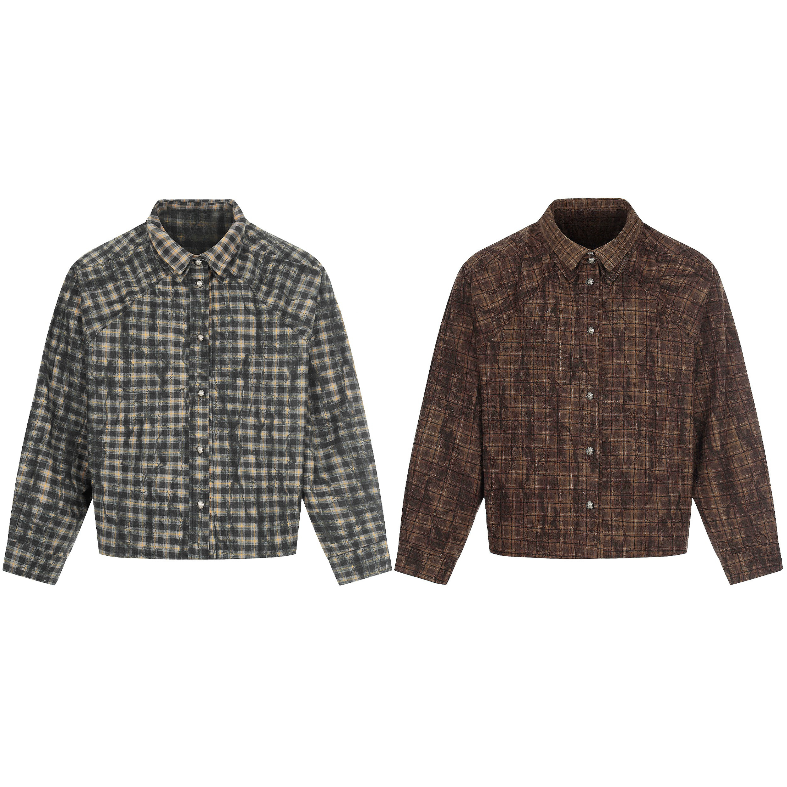 3-6-5.shop Vintage Plaid Button-Up Jacket