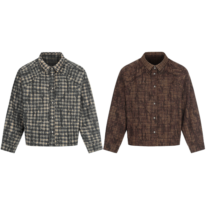 3-6-5.shop Vintage Plaid Button-Up Jacket