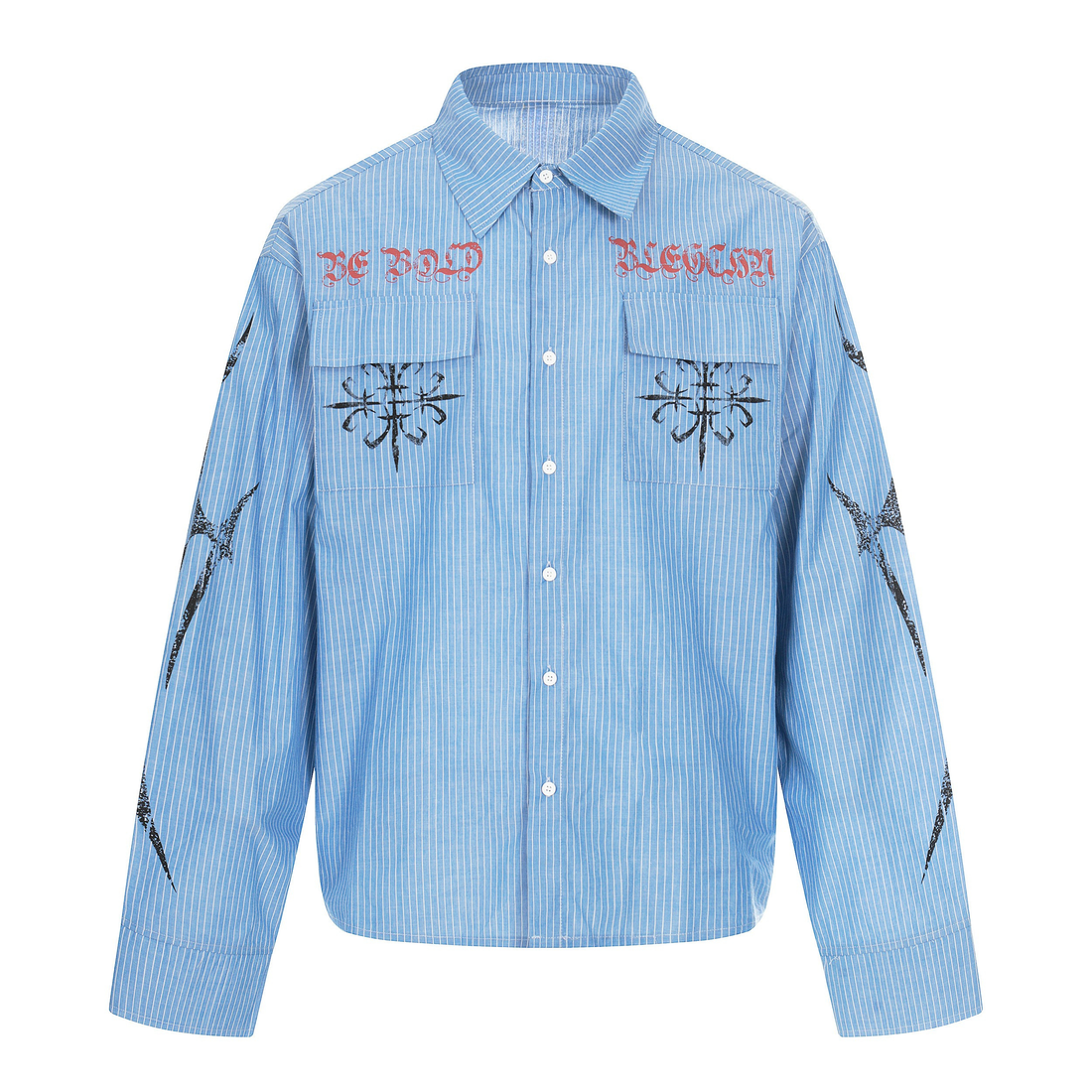 3-6-5.shop Striped Graphic Button-Up Shirt