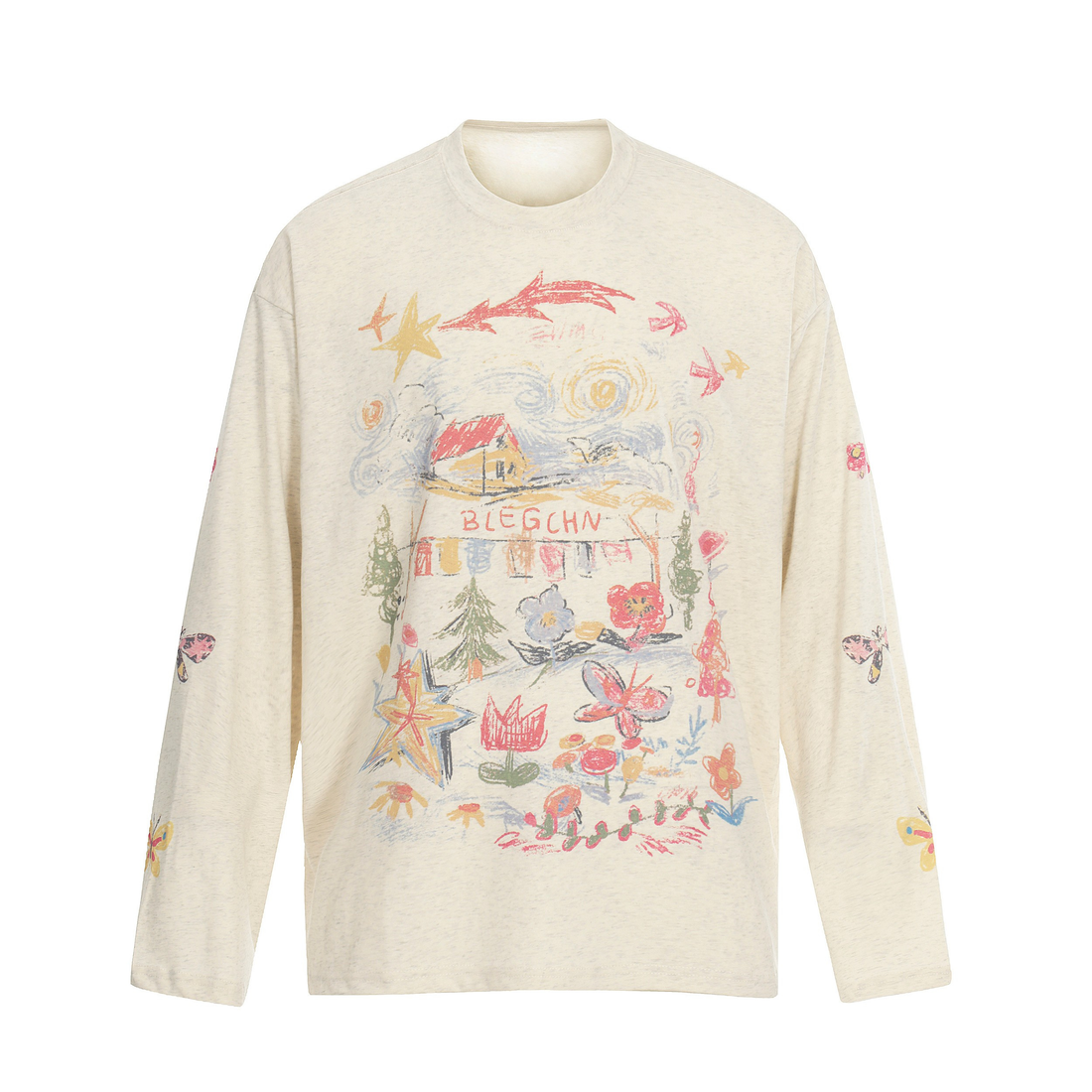 3-6-5.shop Hand-Drawn Art Graphic Long Sleeve Tee