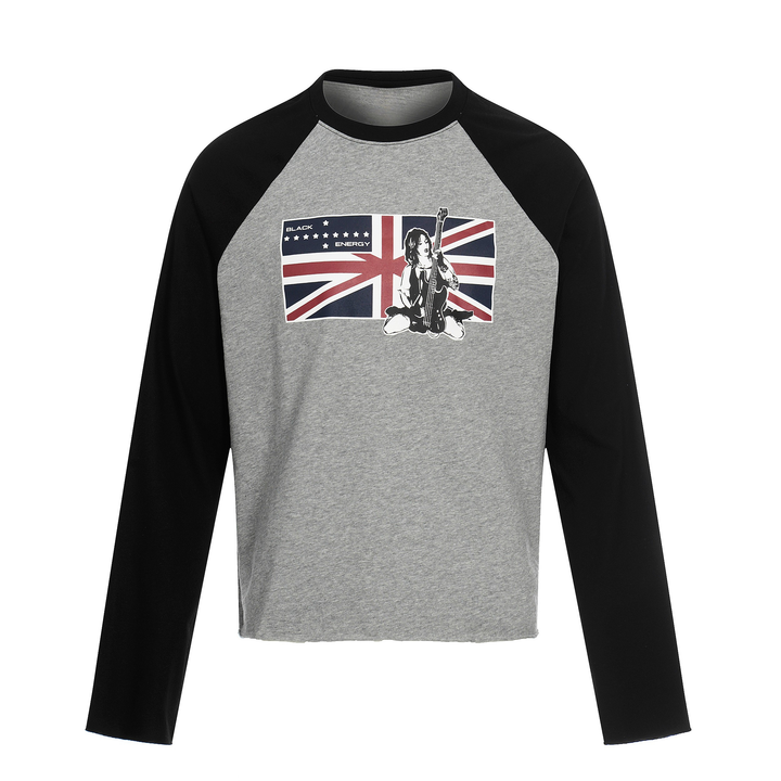 3-6-5.shop Union Flag Graphic Raglan Long Sleeve Tee