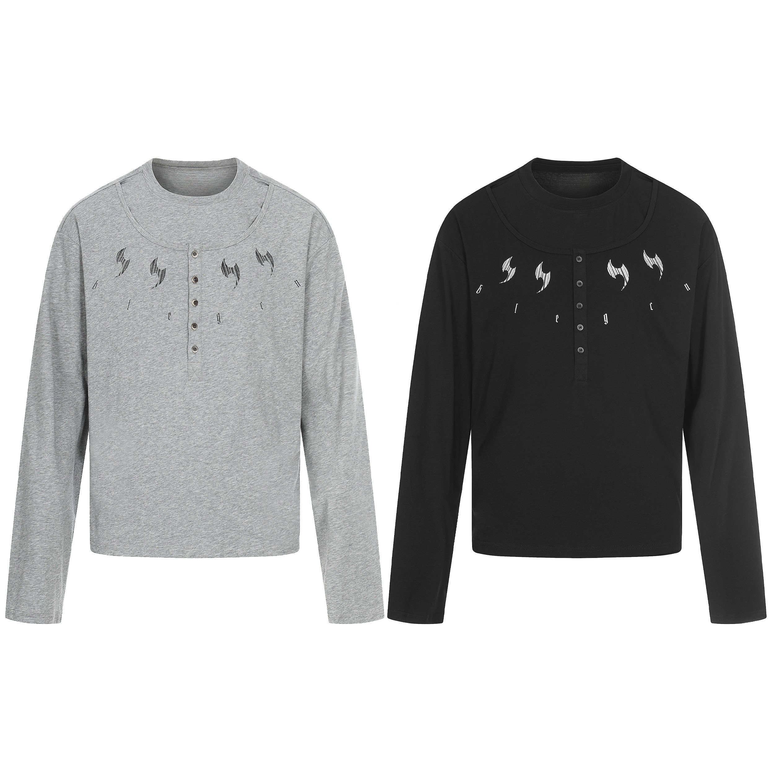 3-6-5.shop Graphic Henley Long Sleeve Tee