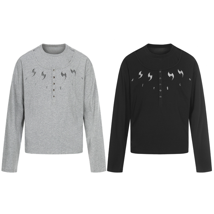 3-6-5.shop Graphic Henley Long Sleeve Tee