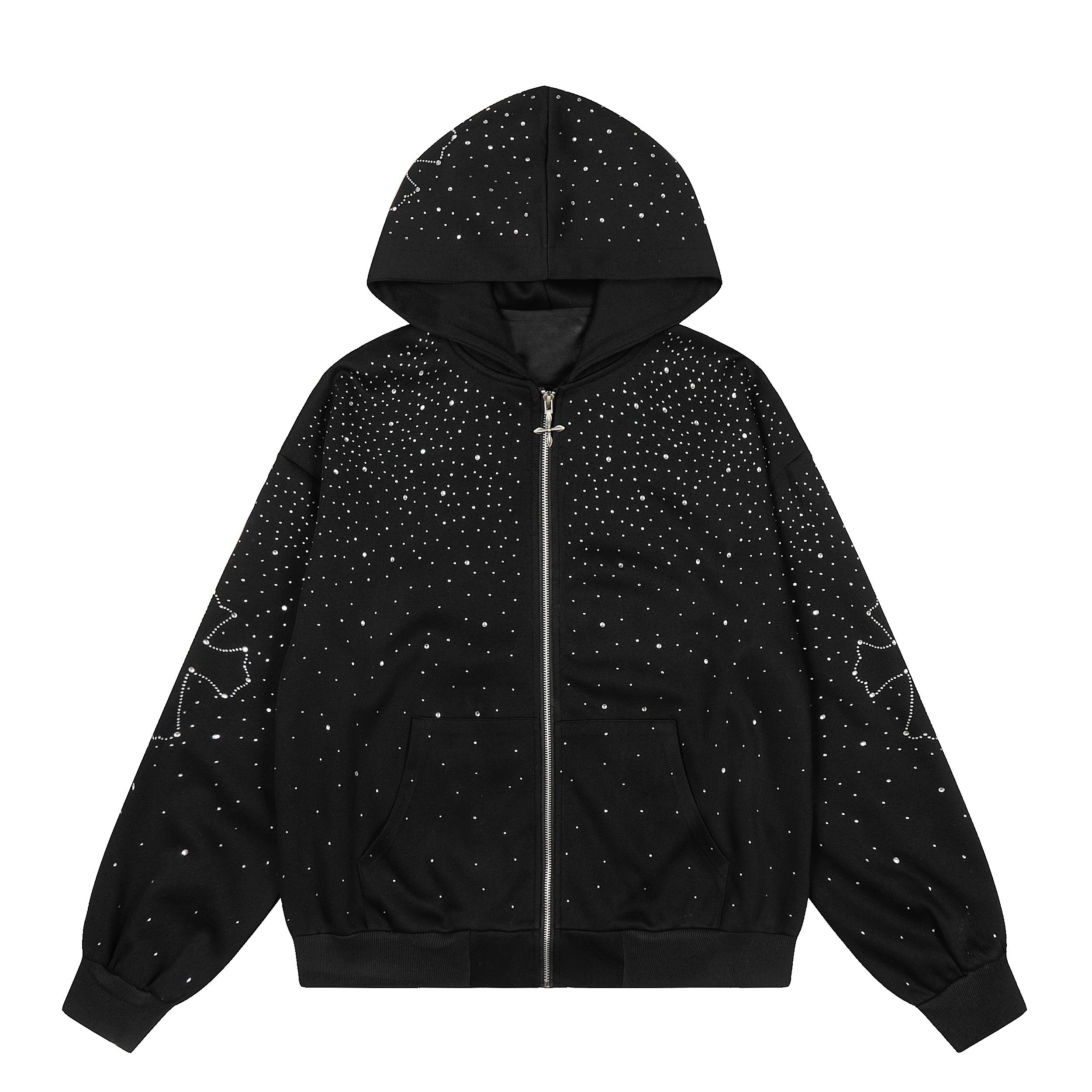 3-6-5.shop All-Over Rhinestone Zip Hoodie