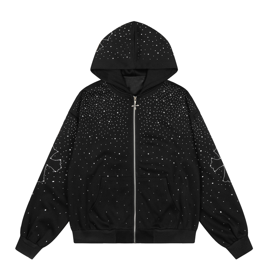 3-6-5.shop All-Over Rhinestone Zip Hoodie