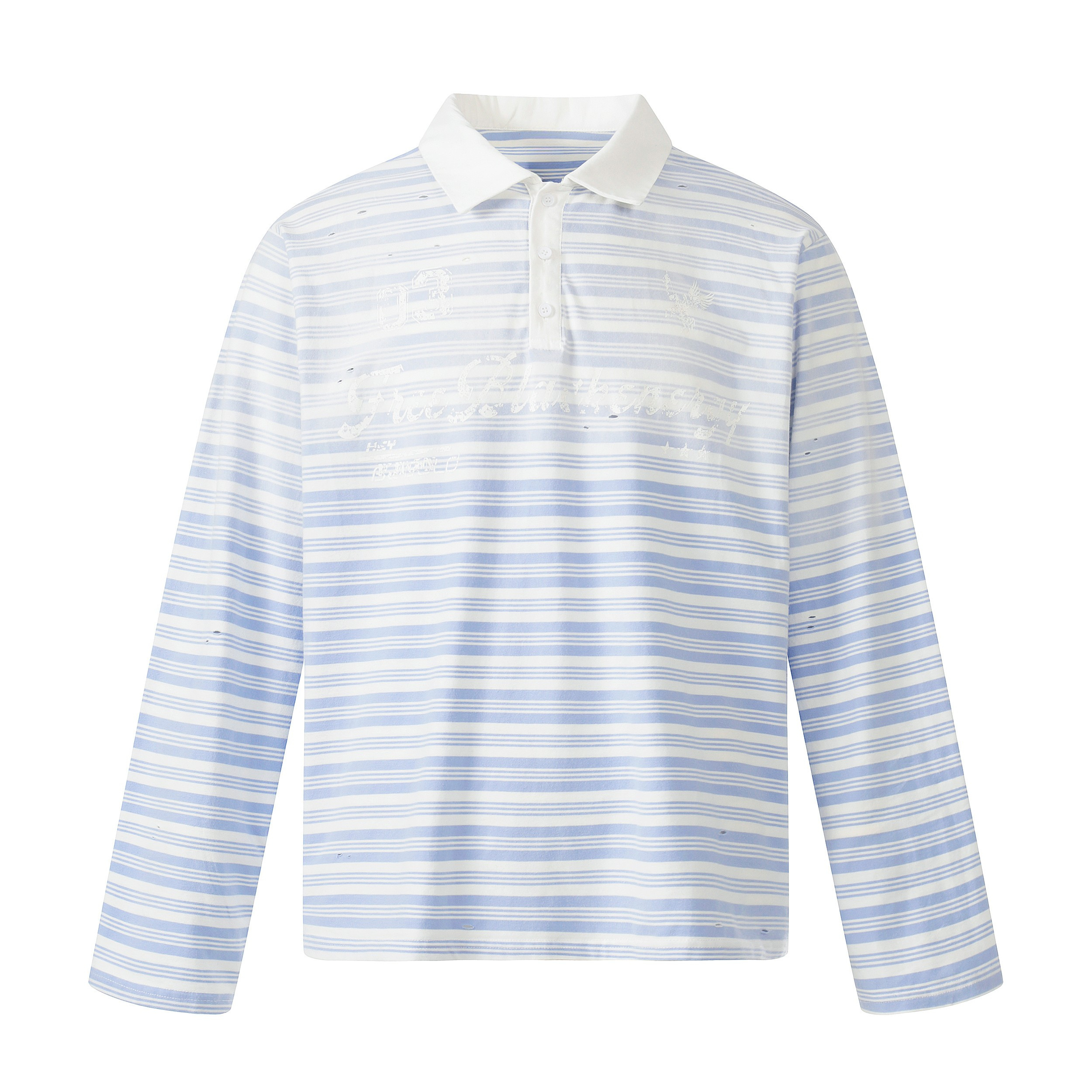 3-6-5.shop Striped Long Sleeve Polo Shirt