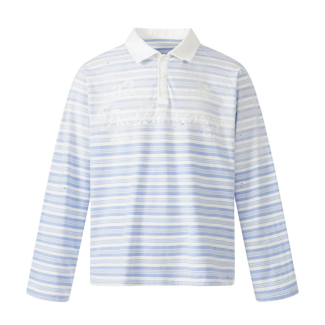 3-6-5.shop Striped Long Sleeve Polo Shirt
