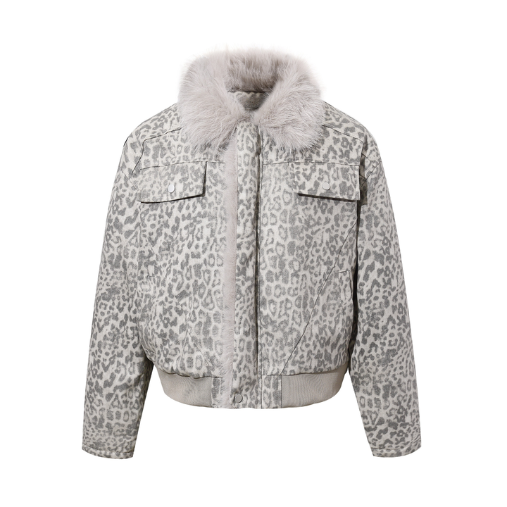 3-6-5.shop Leopard Faux Fur Collar Jacket