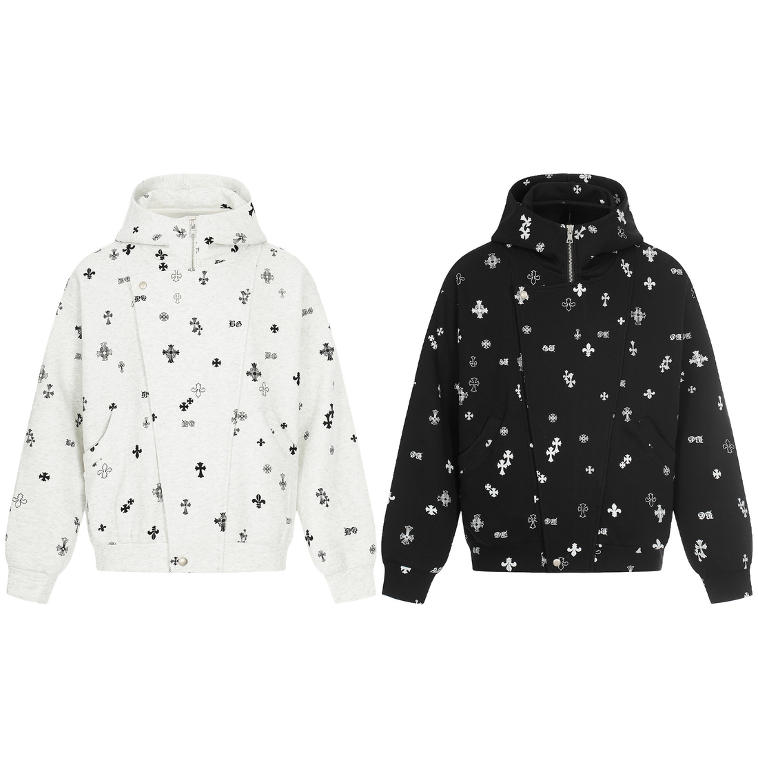 3-6-5.shop All-Over Cross Print Hooded Jacket