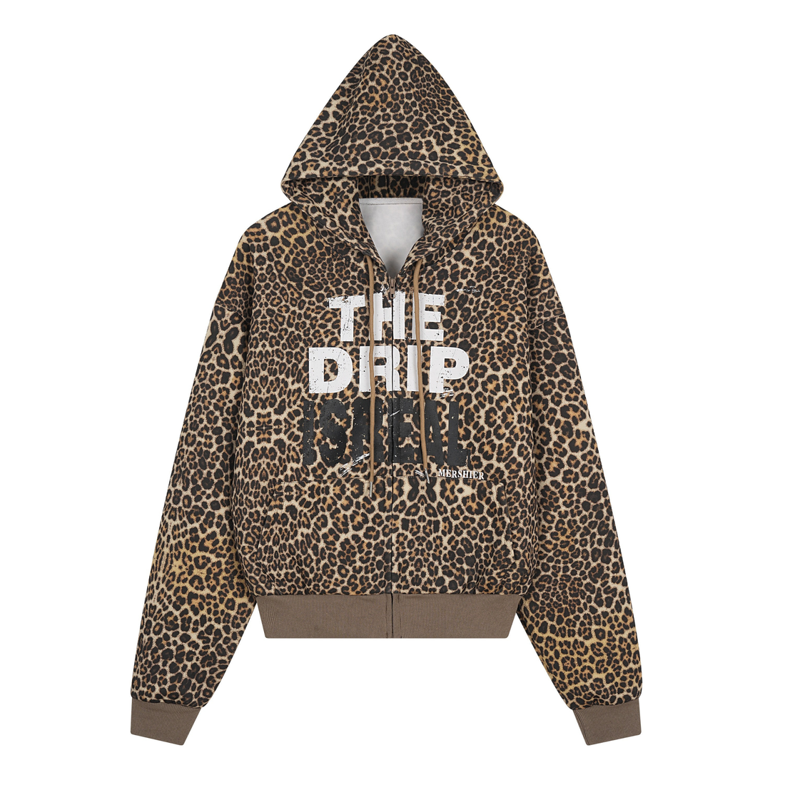 3-6-5.shop Leopard Graphic Zip-Up Hoodie